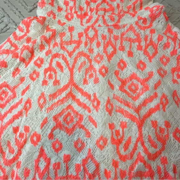 Bethany Mota Neon Coral & Cream A Line Skater Dress | S - Picture 2 of 6